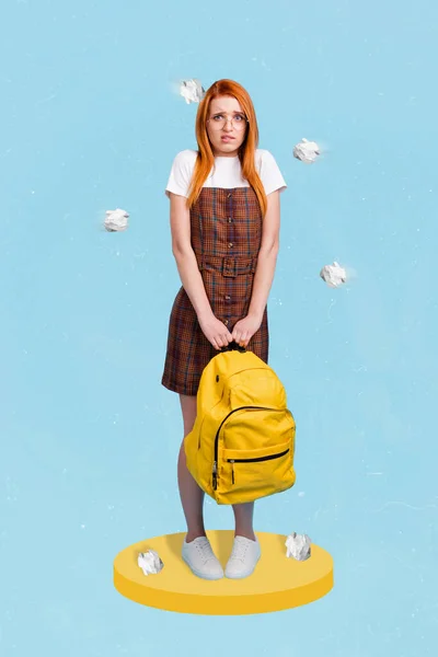 Photo Artwork Minimal Picture Stressed Depressed Girl Bulling Classmates Isolated — Stockfoto