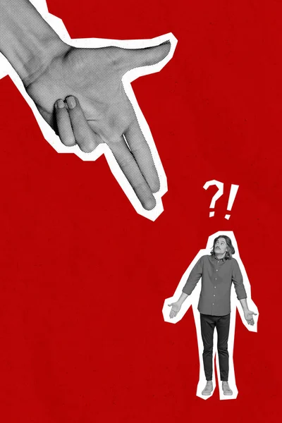 Magasin Affisch Collage Enorma Våldsamma Revolverman Hand Döda Kille Fredlig — Stockfoto