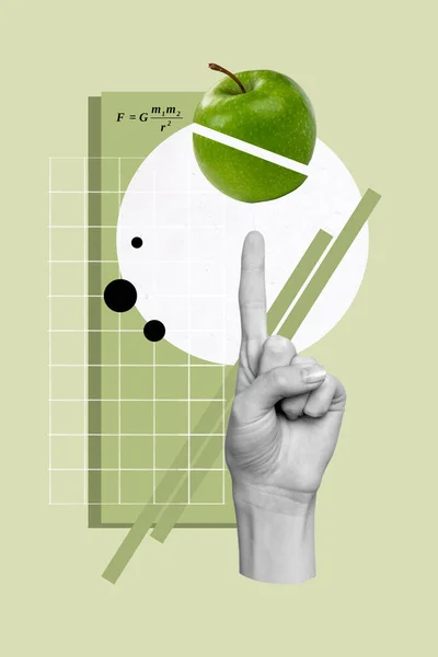 Vertical Collage Illustration Human Arm Black White Gamma Finger Point — Stock Fotó