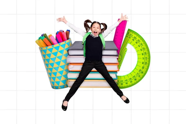 Banner Collage School Child Have Fun Back School Season Discount — Foto Stock