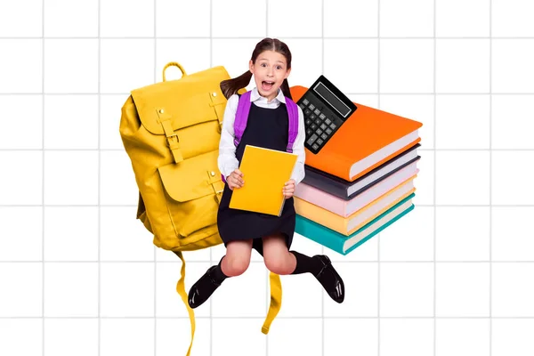 Magazine Collage School Child Levitate Educational Equipment Season Concept Discount — 图库照片