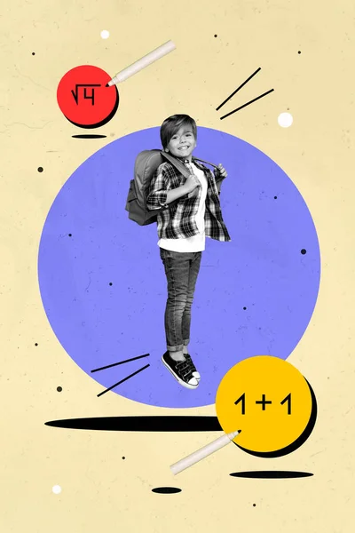 Retro Abstract Creative Artwork Template Collage Funny Boy Solving Math — Stockfoto