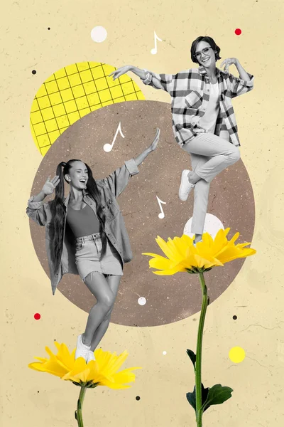Вертикальний Банер Колаж Фото Двох Молодих Людей Танцює Повсякденну Тканину — стокове фото