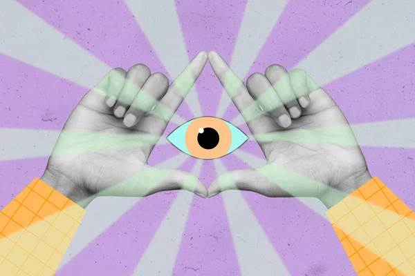 Creative Photo Artwork Graphics Painting Arms Palms All Seeing Eye — Foto Stock
