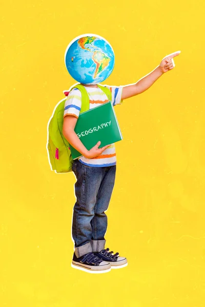 Poster Banner Collage School Child Holding Notebook Pointing Season Discounts — Φωτογραφία Αρχείου