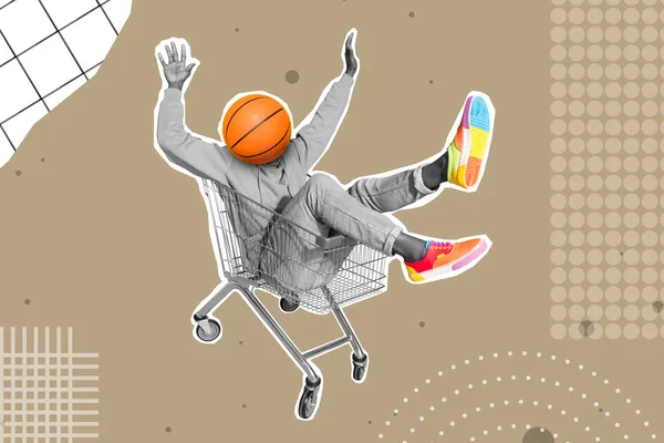 Exclusive Painting Magazine Sketch Image Funky Funny Guy Basketball Head — 图库照片