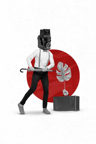 Photo Sketch Graphics Artwork Picture Funky Guy Camera Instead Head — Stok fotoğraf