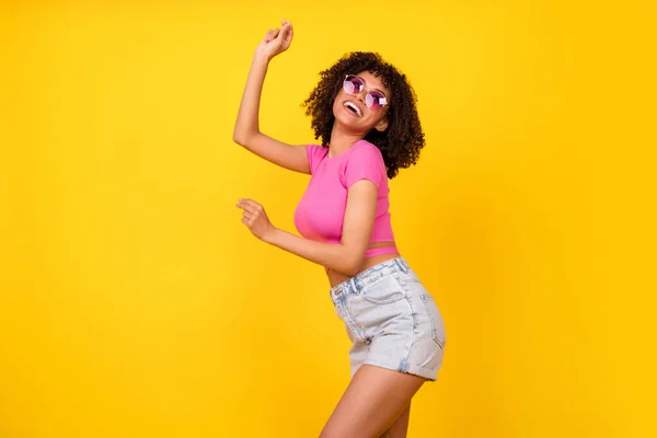 Photo Gorgeous Excited Crazy Girl Enjoy Dancing Clubbing Have Fun — Stock Photo, Image