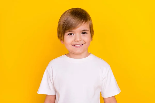 Portrait Attractive Cheerful Pre Teen Boy Wearing White Shirt Good — Photo