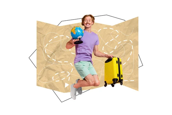 Creative Photo Artwork Graphics Painting Funny Funky Guy Thinking Travel — Photo