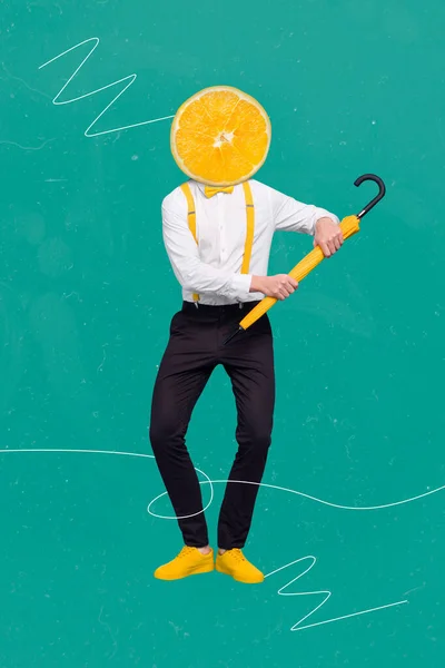 Creative Abstract Template Graphics Image Funny Funky Guy Citrus Instead — Stockfoto