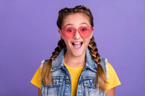 Photo Funky Hooray School Blond Girl Wear Eyewear Shirt Jeans — Fotografia de Stock