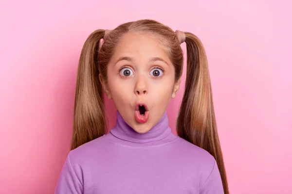 Portrait Lovely Adorable Young Girl Crazy Impressed Face Hear Unexpected — Stockfoto