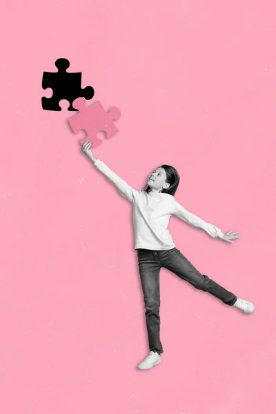 Творческий Коллаж Рисунок Эскиз Открытки Человека Пытаются Решить Проблему Достичь — стоковое фото