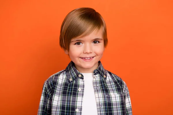 Photo Young Cheerful Little Boy Toothy Smile Wear Modern Outfit — Stock Photo, Image