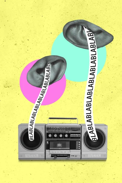 Photo Sketch Graphics Artwork Picture Ears Listening Boom Box Blah — Stok fotoğraf