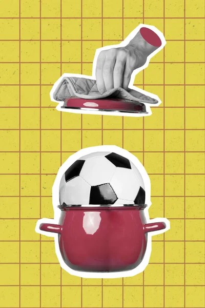 Poster Collage Chef Person Cook Pan Football Ball World Team — ストック写真