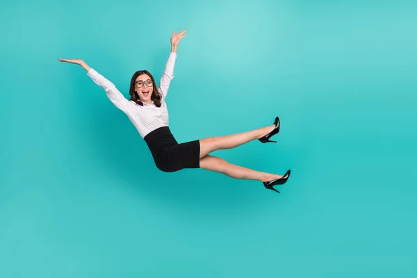 Full Length Photo Surprised Lady Manager Falling Levitate Air Isolated — Foto de Stock