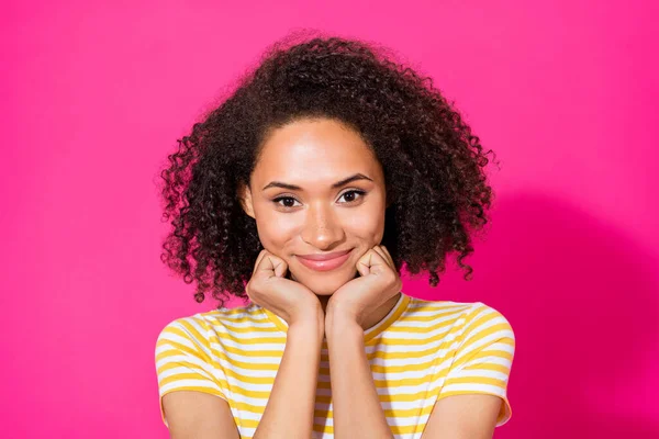 Photo Young Adorable Cute Gorgeous Girl Student Touch Cheeks Shy — Fotografia de Stock