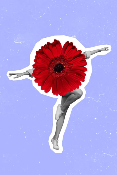 Yaratıcı Özel Fotoğraf Kolajı Kadın Çiçeğinin Posteri Onun Yerine Kafa — Stok fotoğraf