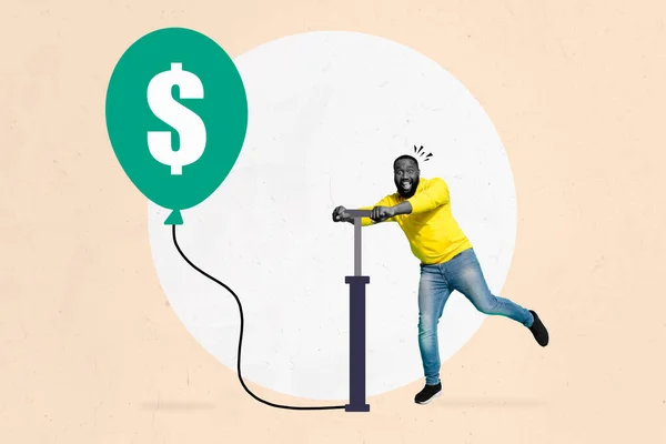 Креативний Колаж Художній Плакат Ескіз Смішної Фанк Людини Заробляє Гроші — стокове фото