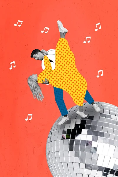Creatieve Collage Kunstwerk Schets Van Twee Persoon Dansende Tango Samen — Stockfoto
