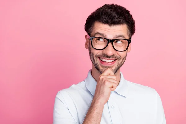 Close Foto Van Jonge Aantrekkelijke Knappe Positieve Aardige Man Touch — Stockfoto