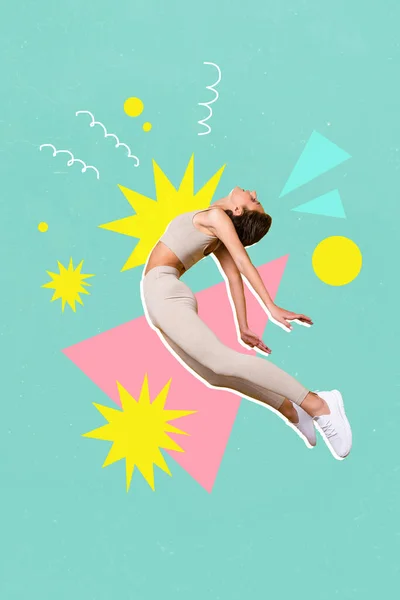 Vertikal Collage Illustration Flygande Fredlig Person Levitera Isolerad Kreativ Ritning — Stockfoto
