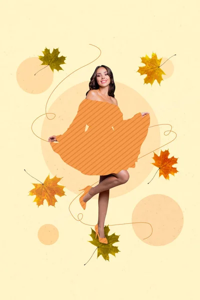 Cartaz Revista Para Venda Boutique Bonita Senhora Levitando Vestido Luxo — Fotografia de Stock
