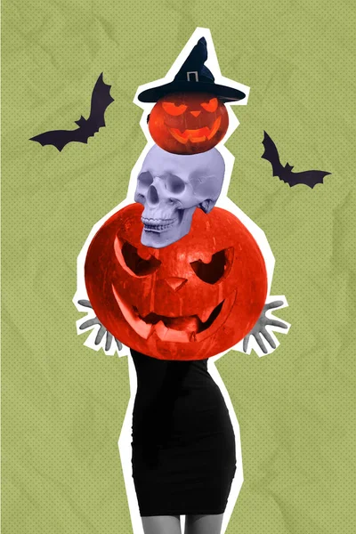Retro Elvont Kreatív Művészeti Sablon Kollázs Halloween Dekorációk Sütőtök Faragott — Stock Fotó
