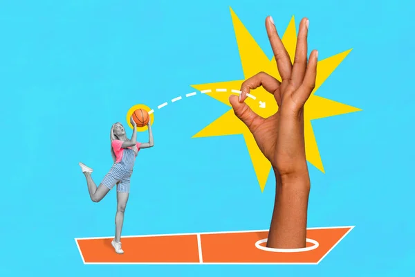 Photo Artwork Minimal Picture Sporty Lady Throwing Ball Okey Arm — Stock Photo, Image