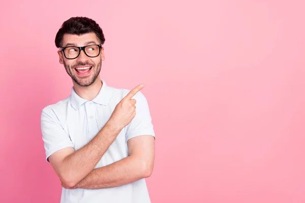 Foto Jovens Animado Positivo Bonito Barbudo Cara Intelectual Bom Humor — Fotografia de Stock