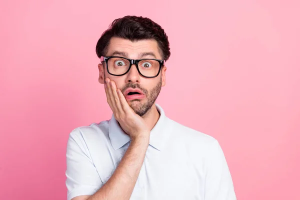 Close Foto Van Jonge Aantrekkelijke Knappe Ongelukkige Gestresste Man Dragen — Stockfoto