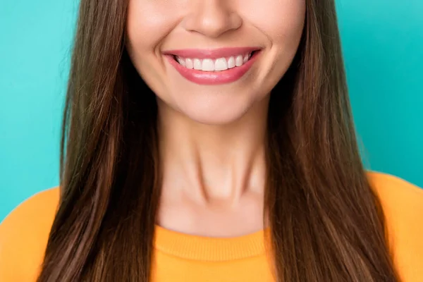 Close Bijgesneden Foto Van Jonge Mooie Vrouw Met Bruin Haar — Stockfoto