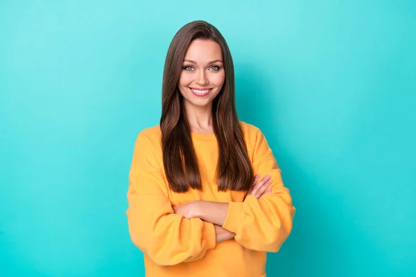 Foto Van Jonge Aantrekkelijke Mooie Mooie Prachtige Vrouw Dragen Gele — Stockfoto