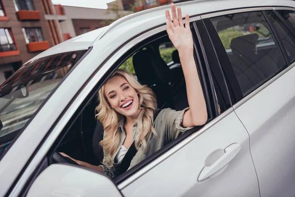 Foto Dolce Carino Signora Piano Percorso Viaggio Auto Riposo Relax — Foto Stock