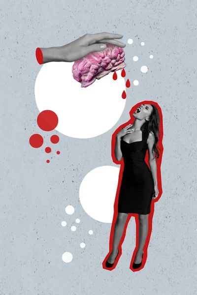 Kompozytowe Kolaż Obraz Obraz Oszałamiający Sexy Kobieta Wampir Czarownica Sukienka — Zdjęcie stockowe