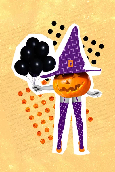 Exclusive Painting Magazine Sketch Image Sexy Lady Legs Pumpkin Instead — Stock Photo, Image
