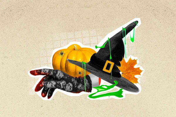 Kreatív Absztrakt Sablon Grafika Kép Halloween Előkészítő Dolgok Kar Elszigetelt — Stock Fotó