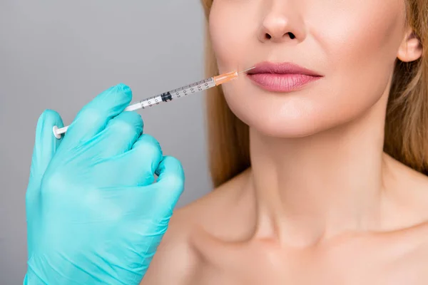 Cropped View Portrait Attractive Woman Doctor Making Prick Lips Form — Stock Photo, Image