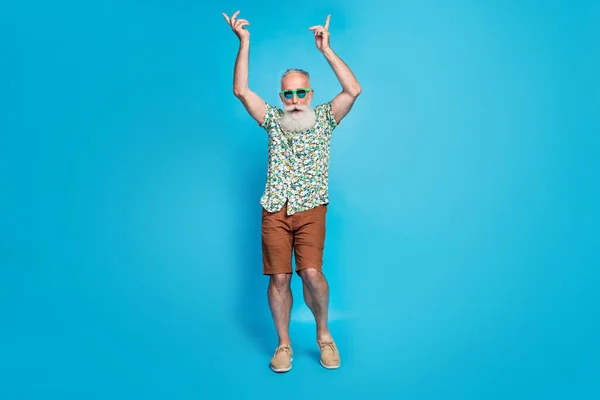 Ganzkörpergröße Foto Von Alten Gealterten Weißen Haaren Graubärtiger Mann Senior — Stockfoto