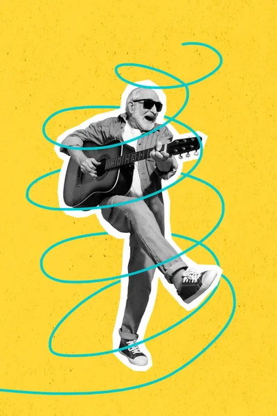 Collage Kép Pinup Pop Retro Vázlat Vicces Funky Nyugdíjas Öreg — Stock Fotó