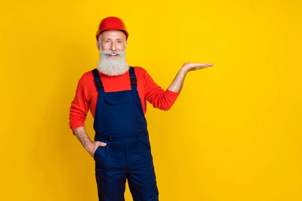 Photo Bonne Humeur Drôle Âge Homme Vêtements Travail Ensemble Chapeau — Photo