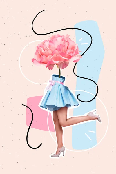 Kreative Trend Collage Von Sanft Zarten Eleganten Frau Rose Blume — Stockfoto