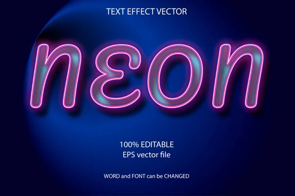 Текстовый Эффект Редактируемый Неон — стоковый вектор