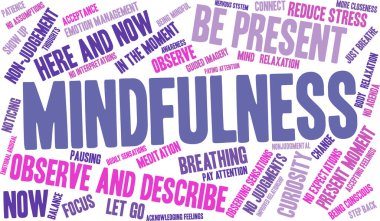 Beyaz bir arkaplanda farkındalık kelimesi bulutu. 