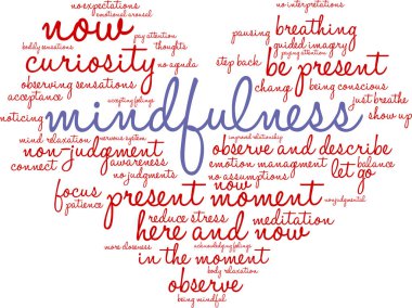 Beyaz bir arkaplanda farkındalık kelimesi bulutu. 