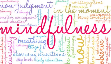 Beyaz bir arkaplanda farkındalık kelimesi bulutu. 