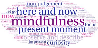 Beyaz bir arkaplanda farkındalık kelimesi bulutu. 