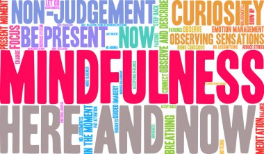 Beyaz bir arkaplanda farkındalık kelimesi bulutu. 